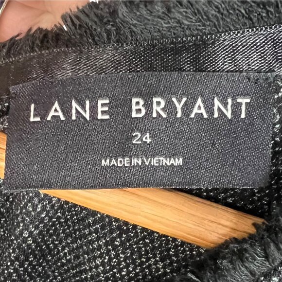 Lane Bryant Ponte Fringe Trim Knit Tweed Fit & Flare Dress Plus 24 Gray Black - Picture 8 of 11